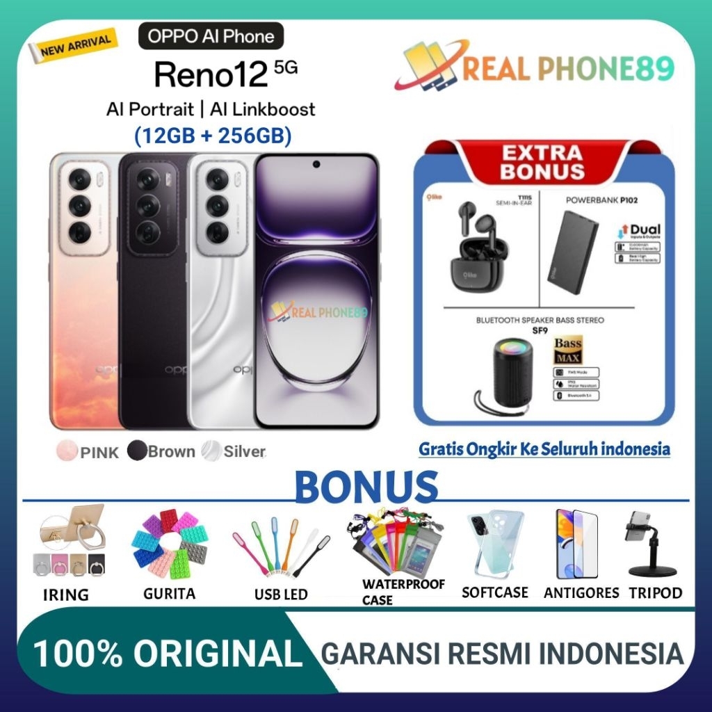 OPPO RENO 12 5G RAM 12/256GB | RENO12 5G RAM 12/256 GB GARANSI RESMI OPPO INDONESIA