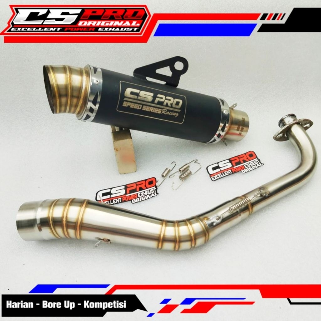 Knalpot CS pro Racing Bulat black choating inlet 50mm for Mio Vario 125/150/160 all new beat nmax Ae