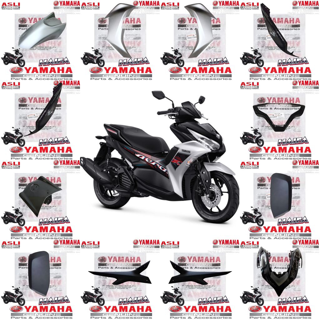 FULL SET COVER BODY HALUS NEW AEROX 155 CONNECTED HITAM SILVER ORIGINAL YAMAHA BBP