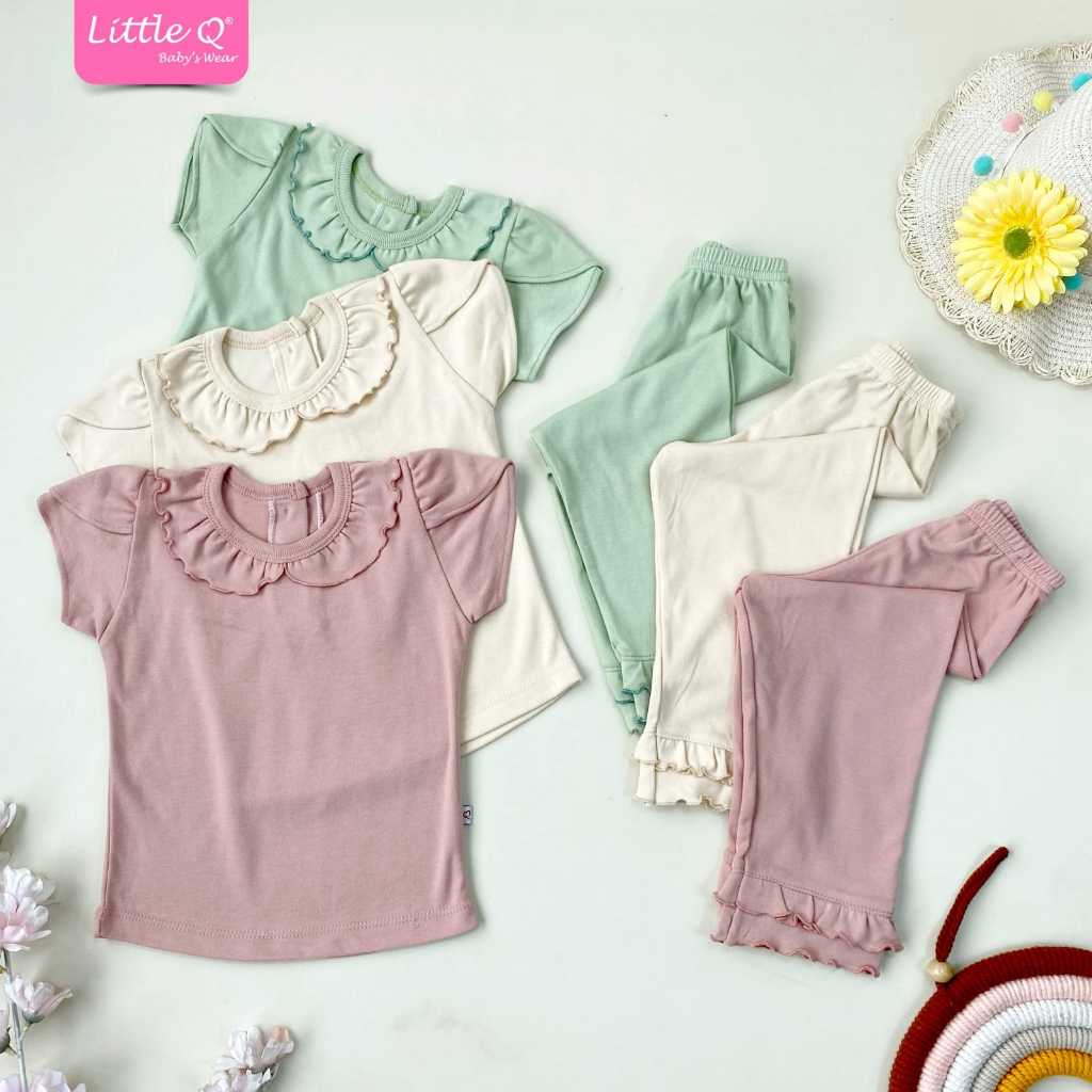 SETELAN ANAK PEREMPUAN PENDEK KANCING BELAKANG CELANA PANJANG REMPEL POLOS (XXL) MERK LITTLE Q