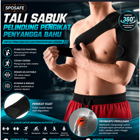 Tali Sabuk Belt Deker Pads Penyangga Pelindung Shoulder Support Brace Dislokasi Artritis Bahu Untuk 