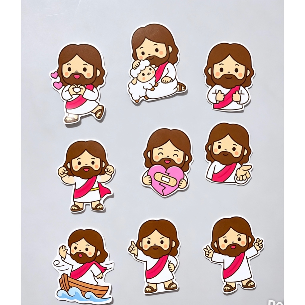 Stiker chibi Jesus -  Sticker Kristen pack varian karakter Jesus