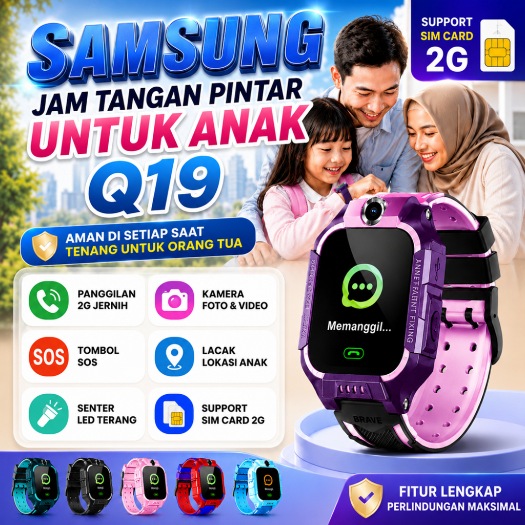 Samsung Jam Anak GPS Q19 | Smartwatch Anak Bisa Telepon 2G, SIMCard, Kamera, SOS & Lacak Lokasi