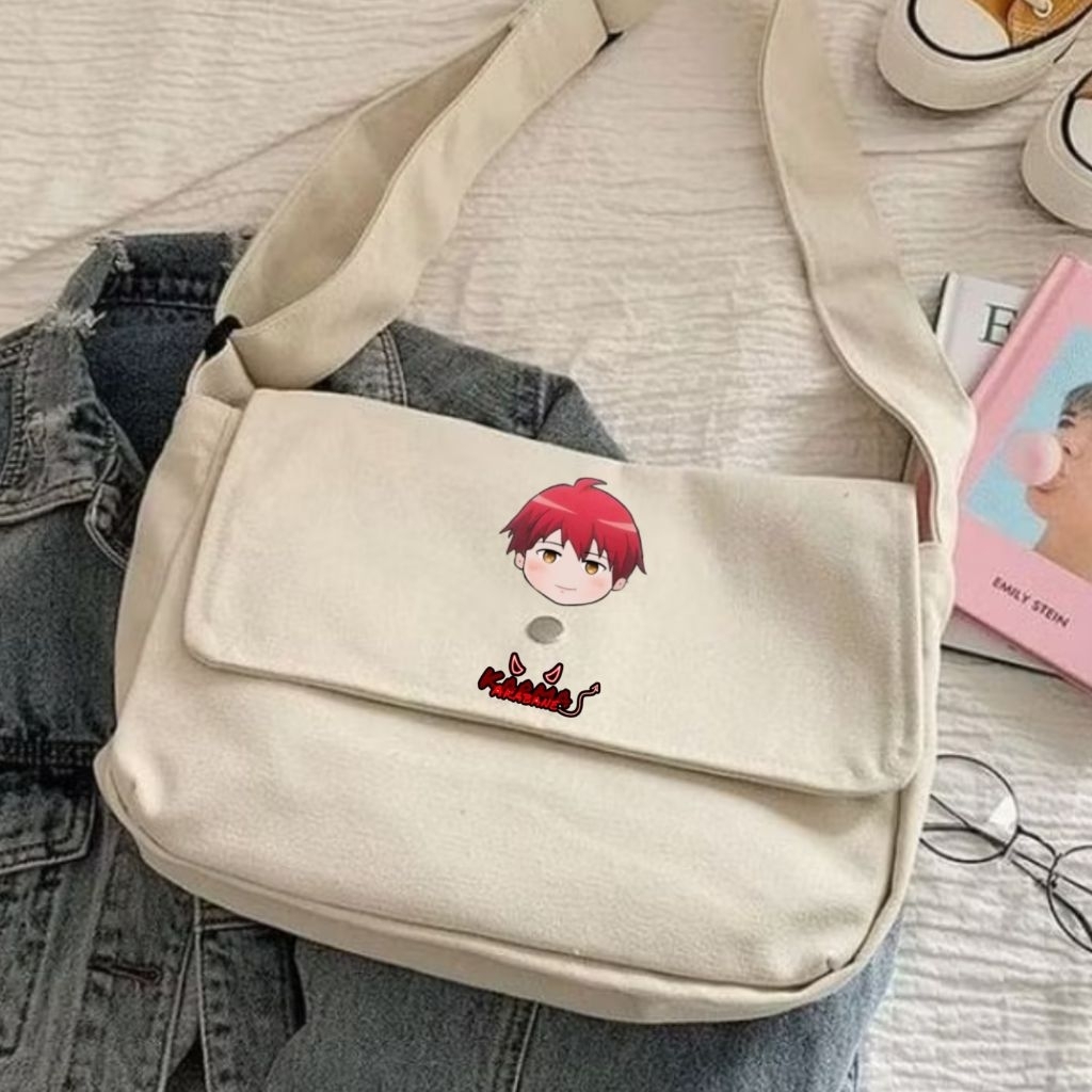 TAS SELEMPANG ANIME KARMA AKABANE SLING BAG KANVAS TAS KARMA AKABANE