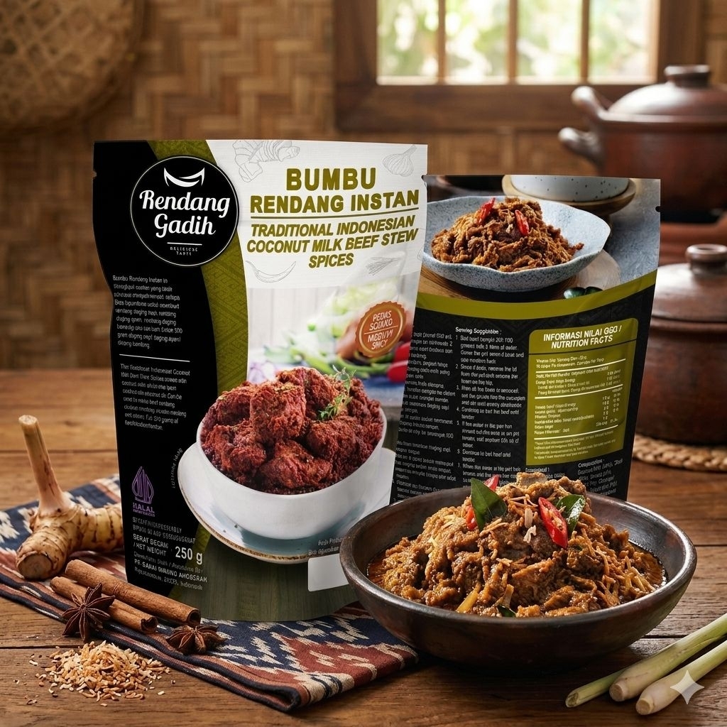Rendang Gadih - Bumbu Rendang Instan,Bumbu Rendang Siap saji 250 gram