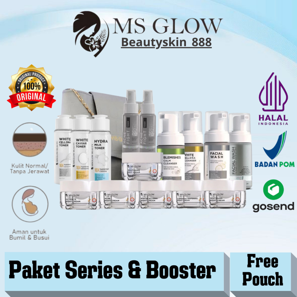 Ms Glow Paket Lengkap Acne Series | Paket Ms Glow Whitening | Luminous Ultimate White DNA