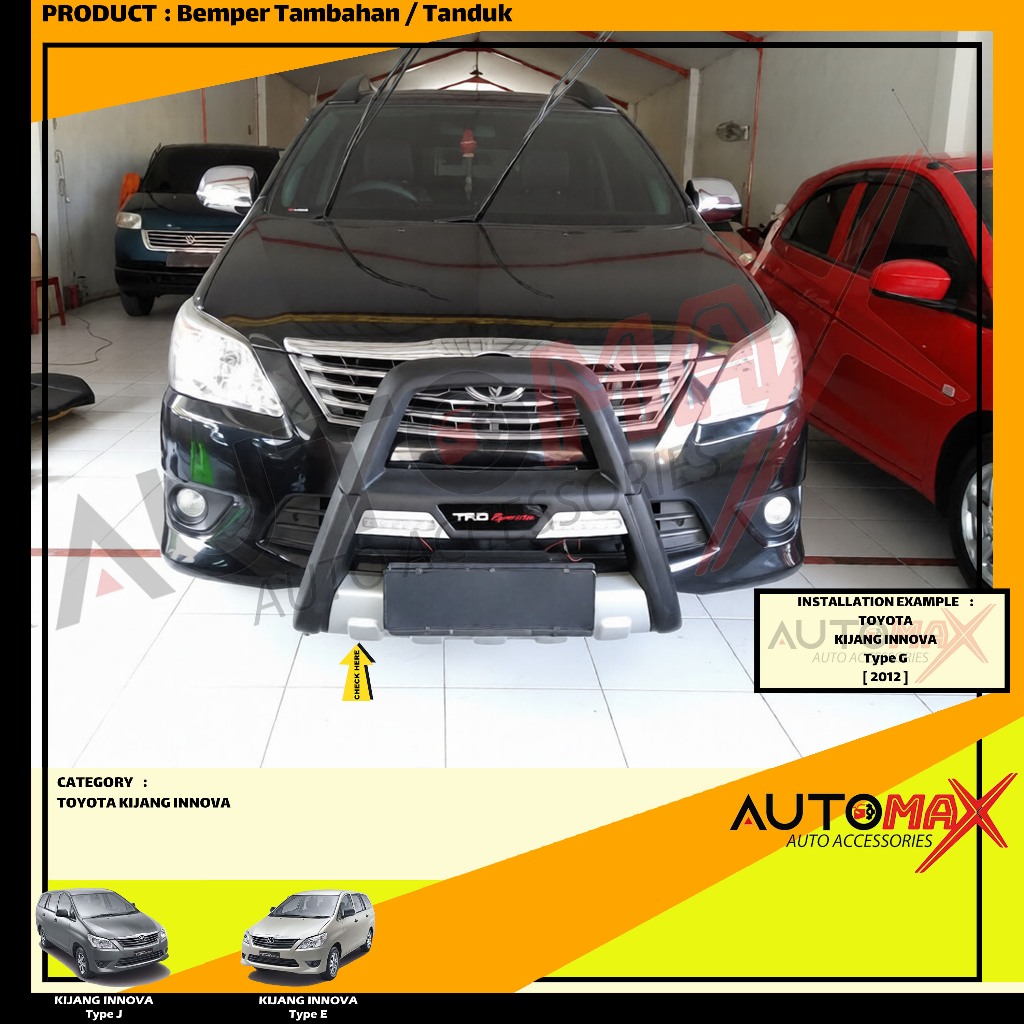 BEMPER DEPAN TAMBAHAN / TANDUK TRD SPORTIVO (MODEL A) GRAND NEW KIJANG INNOVA 2011 UP