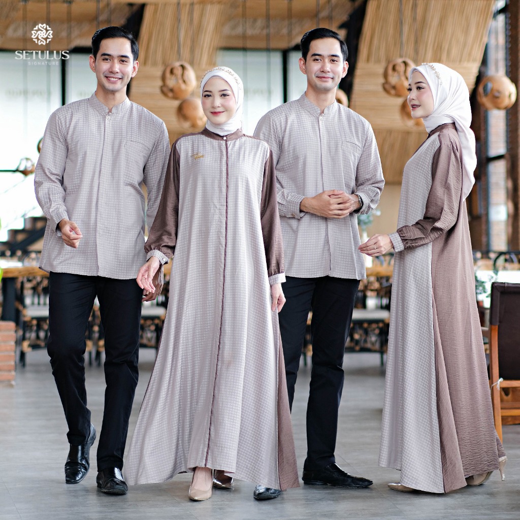 Setulus Signature Sehati Couple Lebaran Keluarga Muslim Koko Dress Bravia Jacquard Mix Linen Motif K