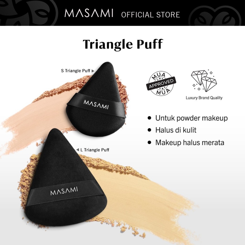 Masami Triangle Puff | Puff Make Up Bedak Tabur | Puff Sponge Loose Powder dan Padat | Spons Bedak S