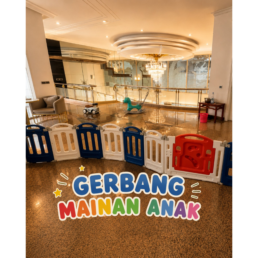 PRELOVED Pintu Pembatas Tangga Baby Gate Pagar Pengaman bayi Pagar Bayi Satu Set Dengan Ayunan Pagar
