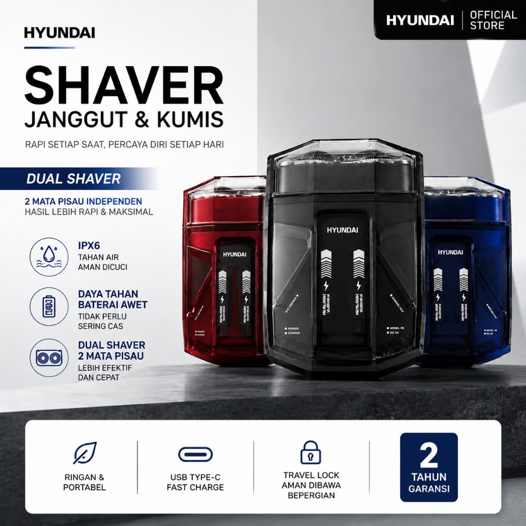 Alat cukur elektrik rambut HYUNDAI TXD-018 alat cukur portable mini alat cukur kumis dan jenggot