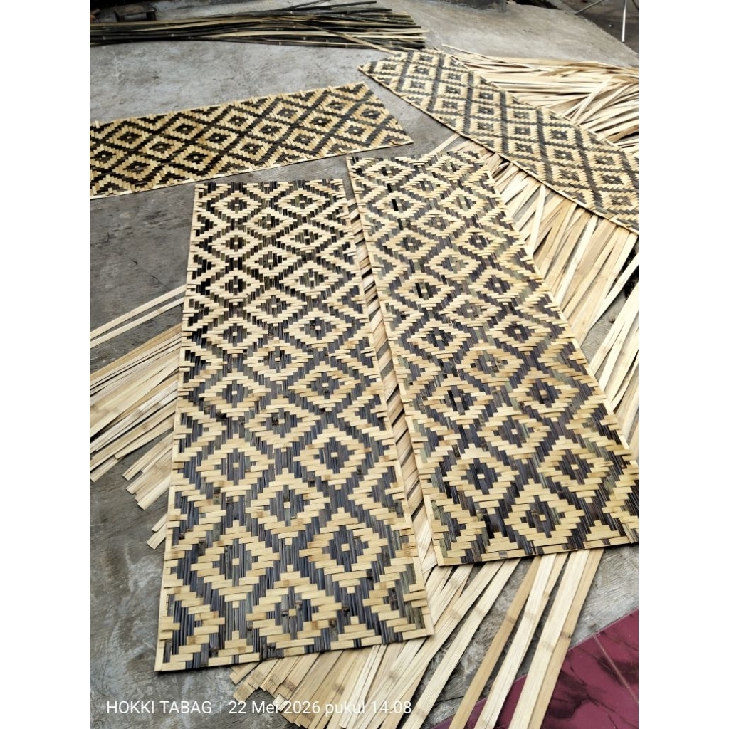 Anyaman Bambu Gedeg Bilik Motif Wajik | Bedeg Hias Dekorasi Dinding Plafon Villa Resto | Finishing V