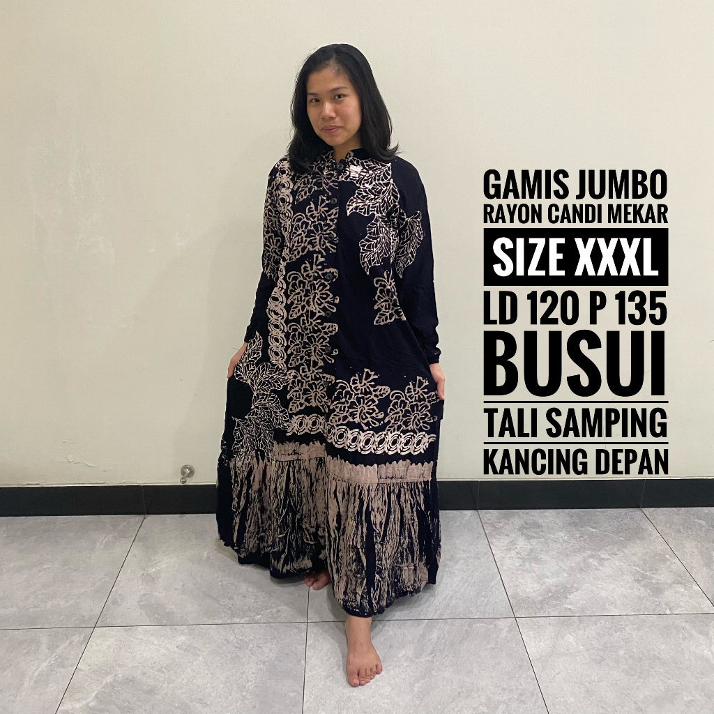 Baju Gamis Wanita Muslimah Jumbo Ibu Ibu Terbaru Syari Lebaran Busui Friendly Resleting Depan Dress 