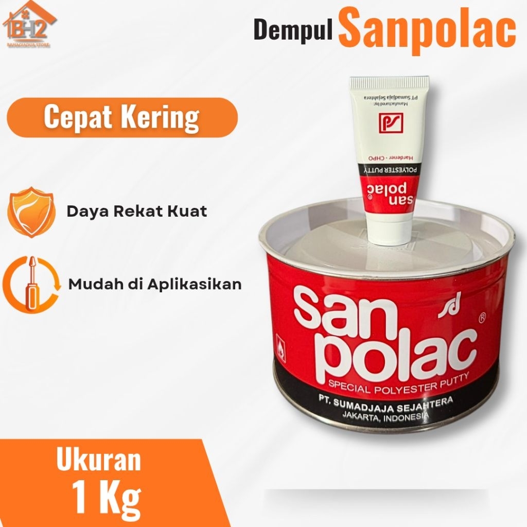 Dempul Tembok Sanpolac 1Kg Siap Pakai Hasil Halus Mudah Diamplas