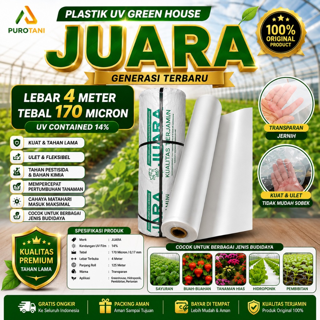 Plastik UV putih lebar 4 meter UV 14 % JUARA