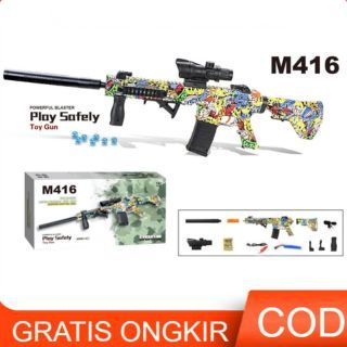 Mainan Gel Blaster M416 - SCAR - AUG Otomatis Anak Laki Perempuan/Mainan Tembakan Bubble Gel Otomati