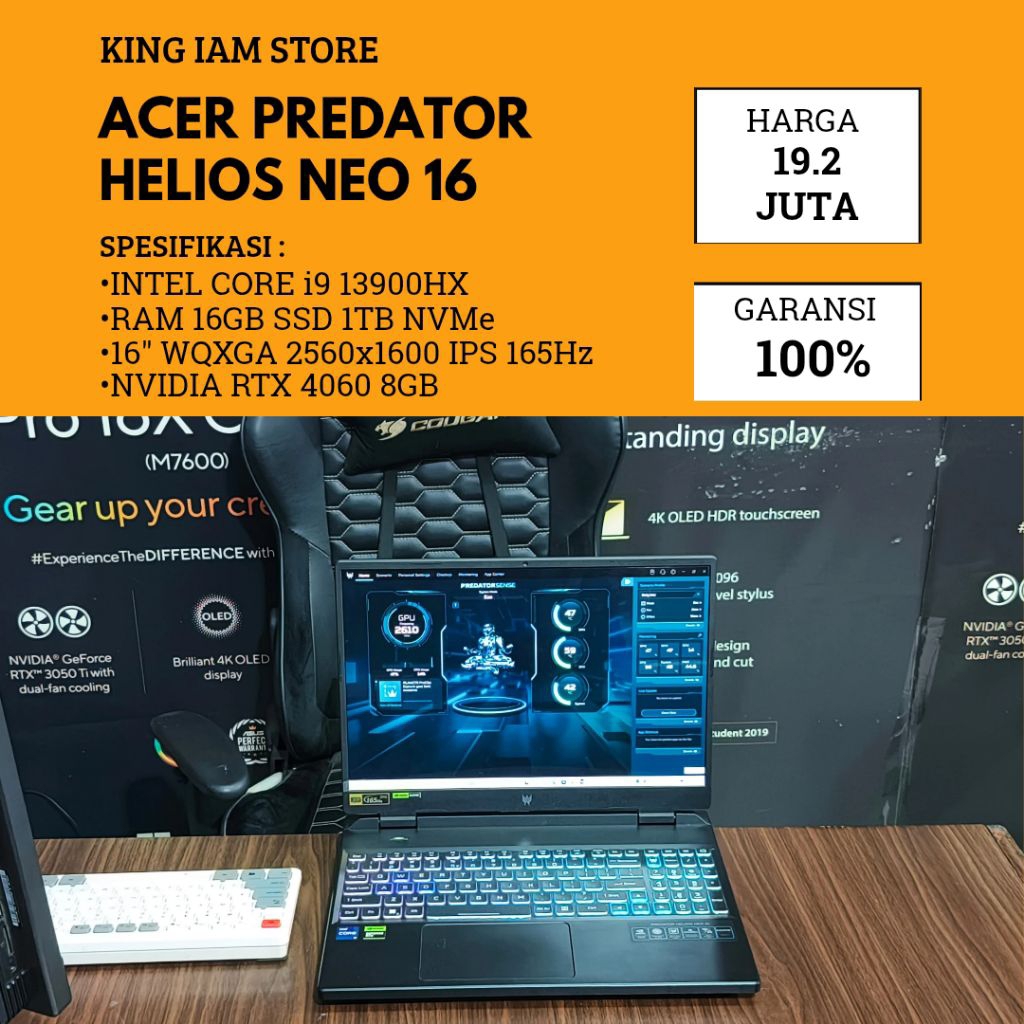 ACER PREDATOR HELIOS NEO 16 INTEL CORE i9 NVIDIA RTX 4060 RAM 16GB SSD 1TB NVMe LAYAR 165Hz | KING I