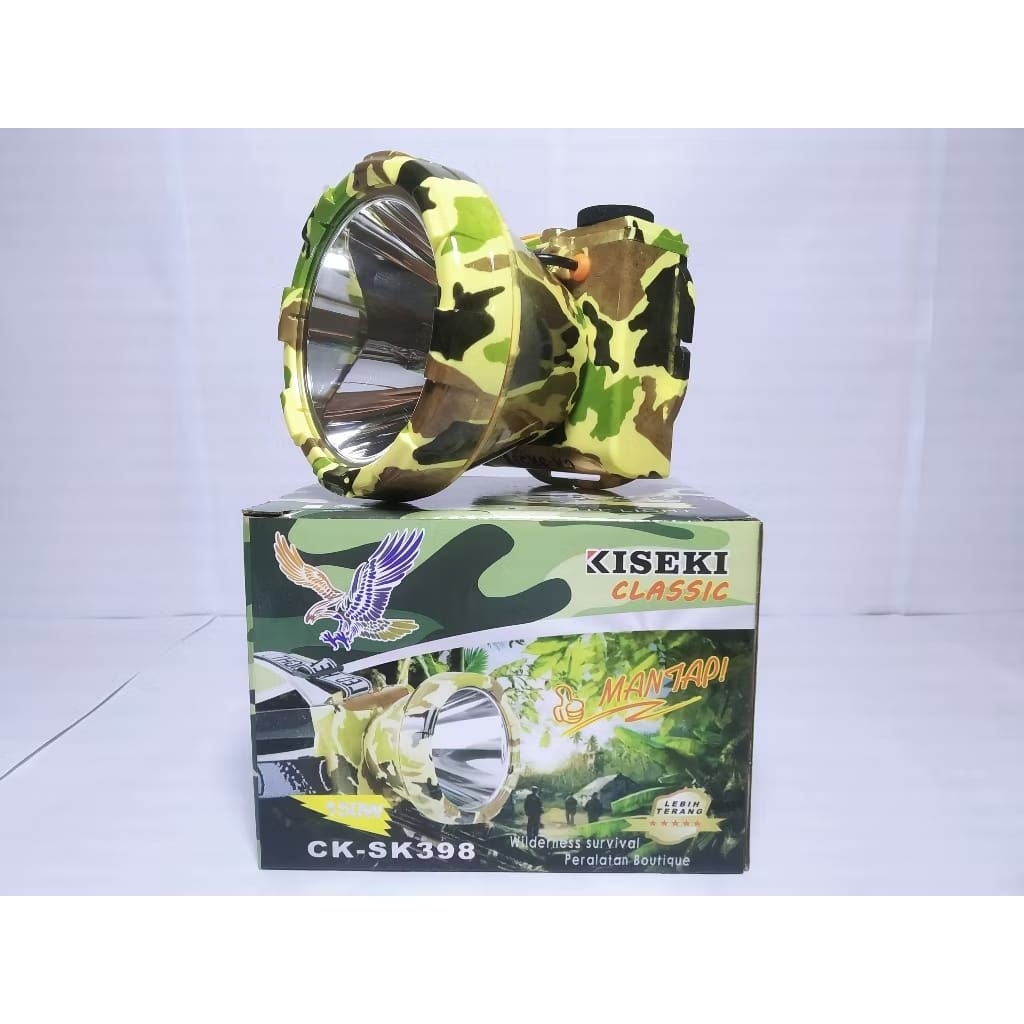 CK-SK398 Senter Kepala Tahan 24 Jam KISEKI 150 WATT BODY LORENG CK-SK398 | HeadLamp Cahaya Putih Sup