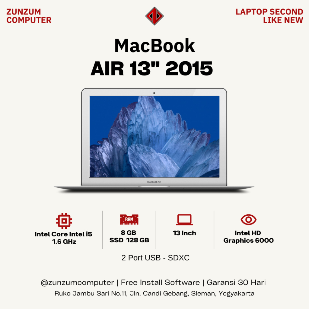 Macbook Air 2015 13inch CTO Early Core i5 Ram 8GB SSD 256GB Like New