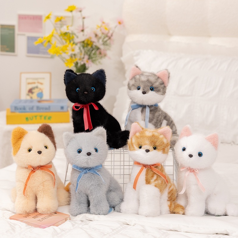 Gantungan Kunci Boneka Kucing Realistis Plush 3 Varian Warna Lembut Aksesoris Tas Hadiah Ulang Tahun