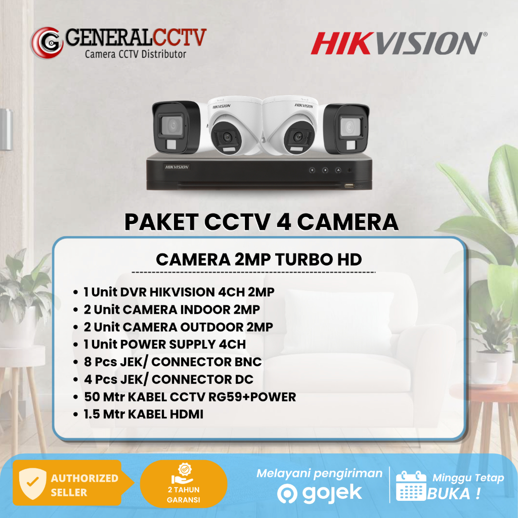 PAKET CCTV HIKVISION 4CAMERA TURBO HD 2MP