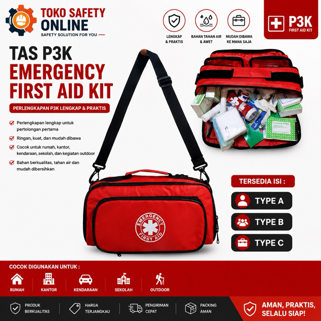 Tas Emergency Selempang Lengkap Dengan Isi - Tas Selempang P3K - Tas Jinjing / Tas Emergency P3K Dan