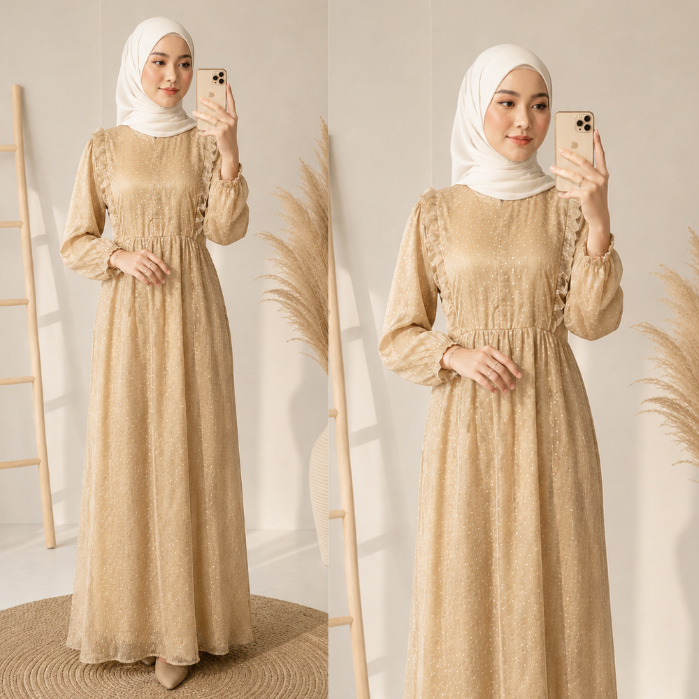 LAKSITA BUSANA - GAMIS BROKAT ZURRA MAXY JUMBO BUSUI DRESS REMAJA WANITA POLKADOT TULLE GAMIS WANITA