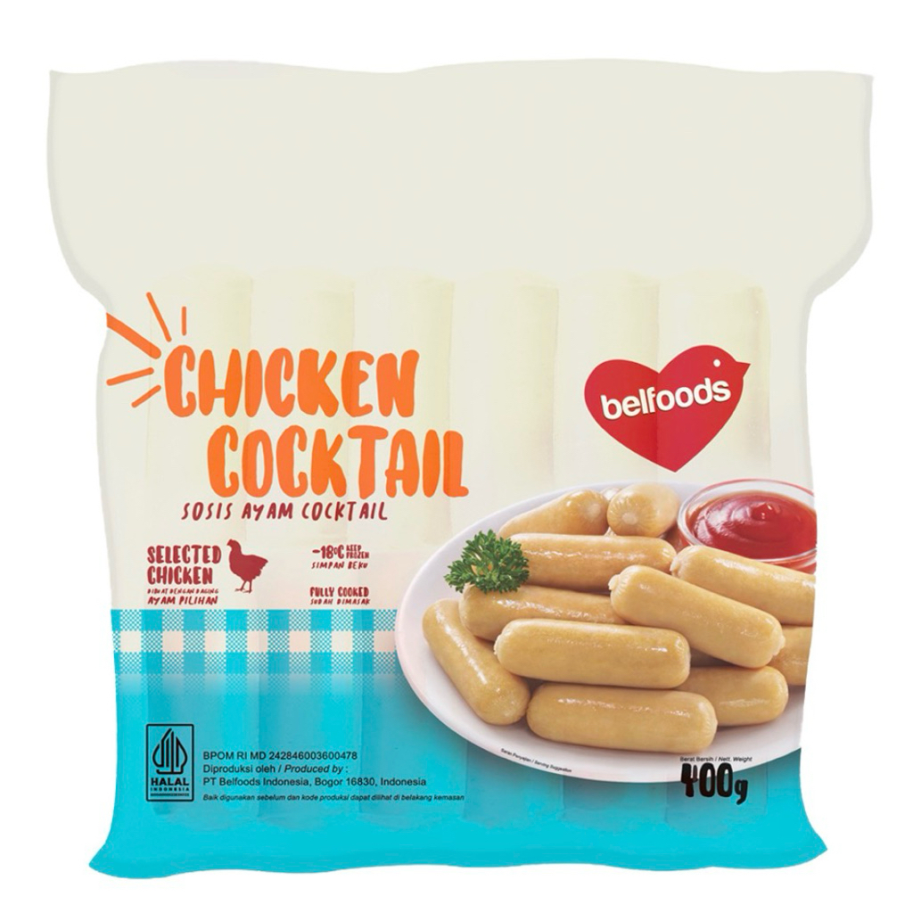 BelfoodsSosis Ayam Cocktail 400g / Sosis Ayam Belfoods / Sosis Bakar Rasa Sapi / Sosis Belfood / Uen