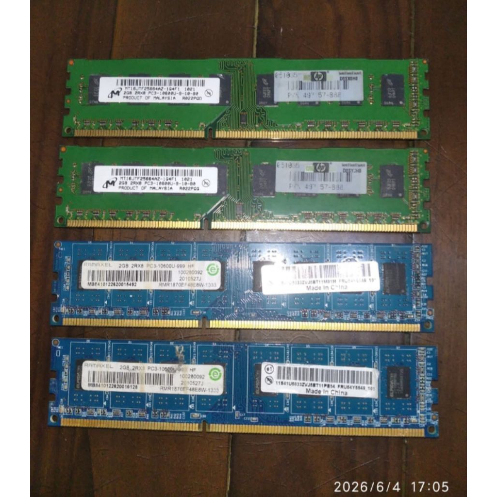 Memory longdim DDR3 2gb  PC3  10600U. Merek Ramaxel/Hp ..Normal..