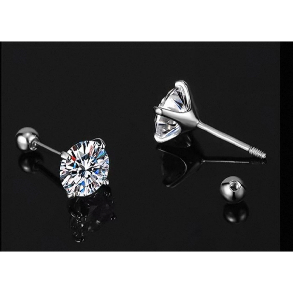 Anting Perak 925 Moissanite 0.8ct(8mm)