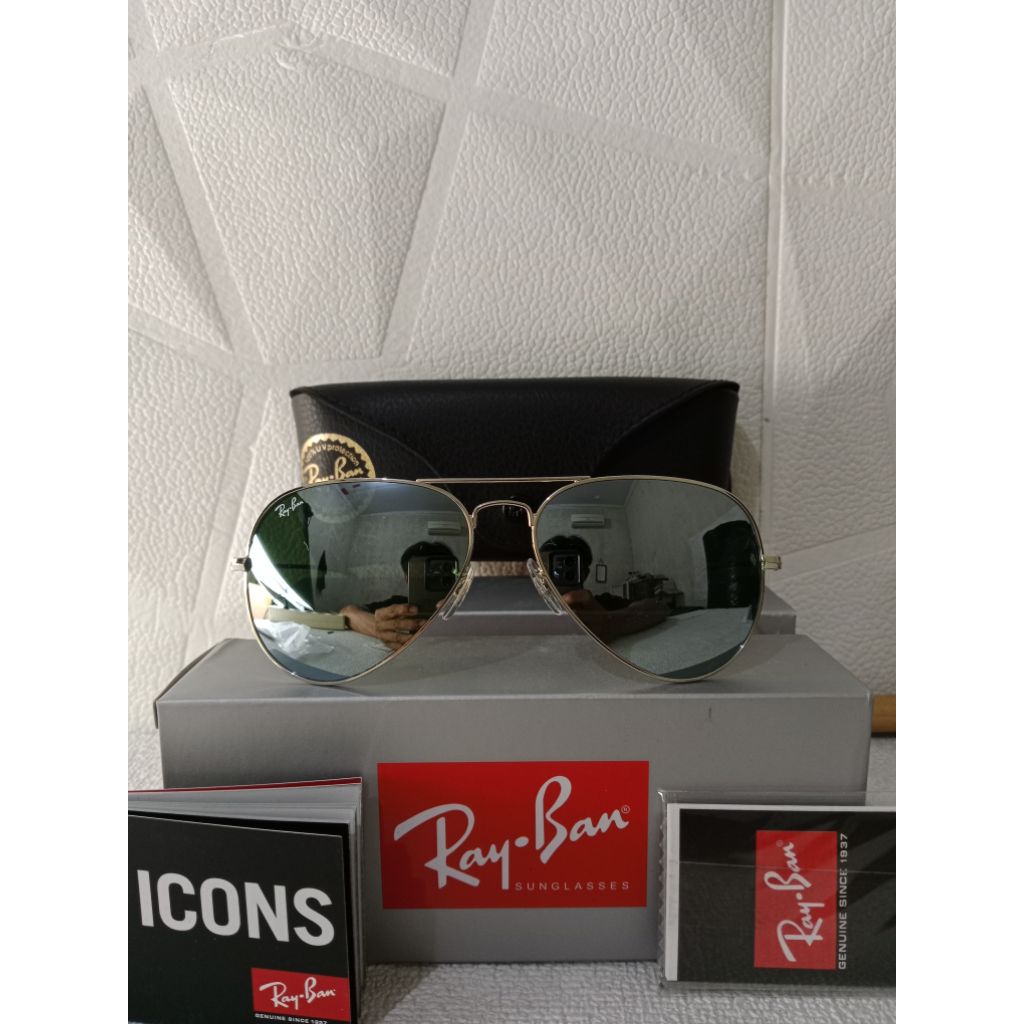 Kacamata Rayban Aviator RB3025 003/30 lensa silver flash original