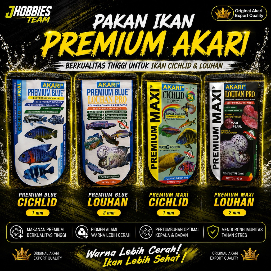 AKARI PREMIUM MAXI, MAXI LOUHAN, BLUE, BLUE LOUHAN 100 gr PELET IKAN HIAS