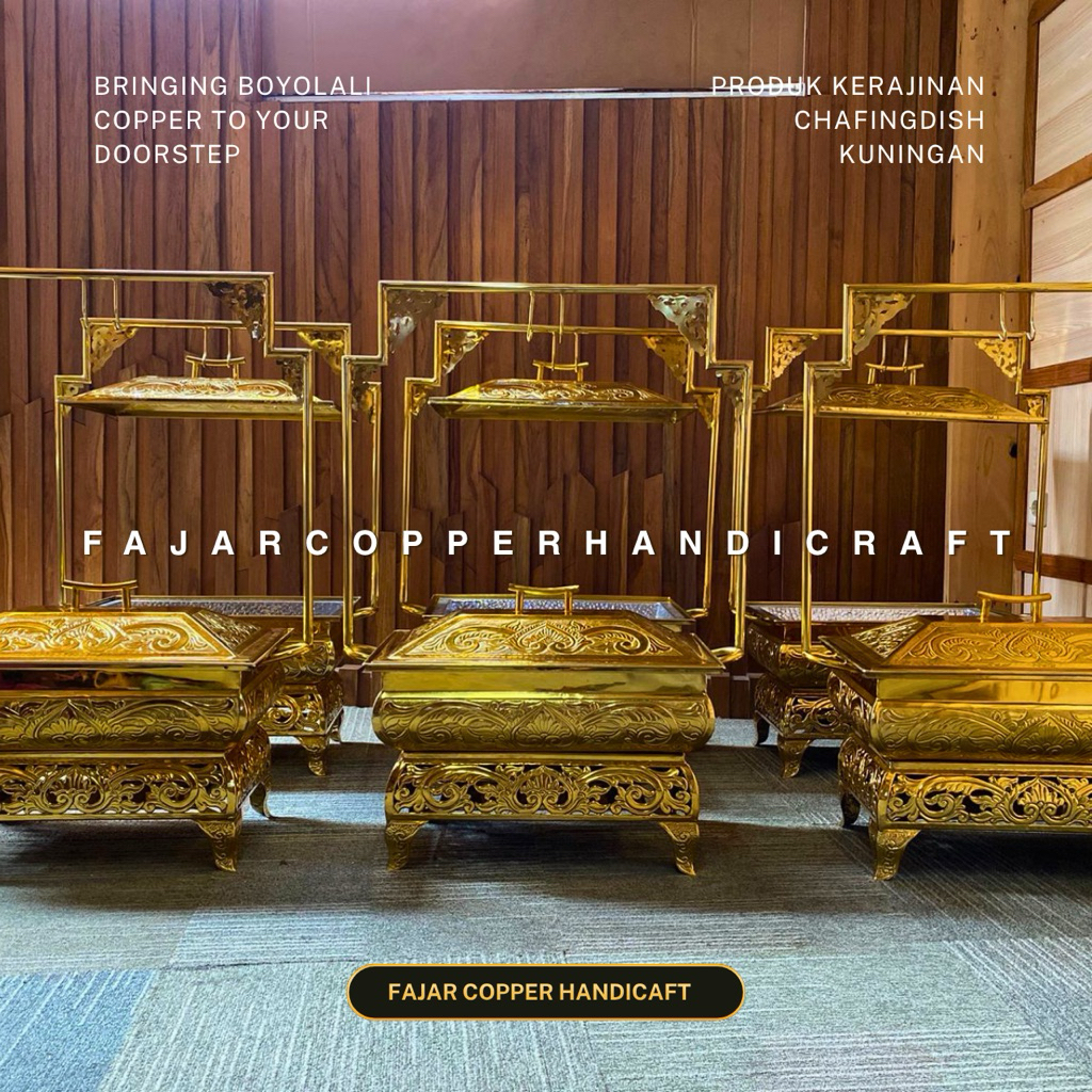 Chafing Dish Kuningan Ukir Mewah Alat Pemanas Makanan Prasmanan Hotel Catering Premium - Fajar Coppe