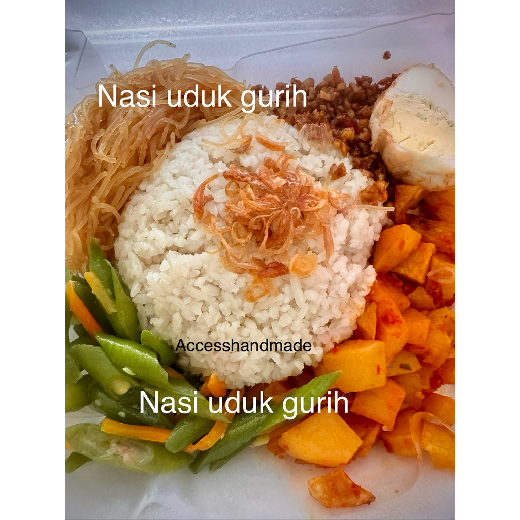 Nasi uduk gurih Komplit lengkap complete kentang balado | orek tempe | tumis buncis | tumis bihun / 