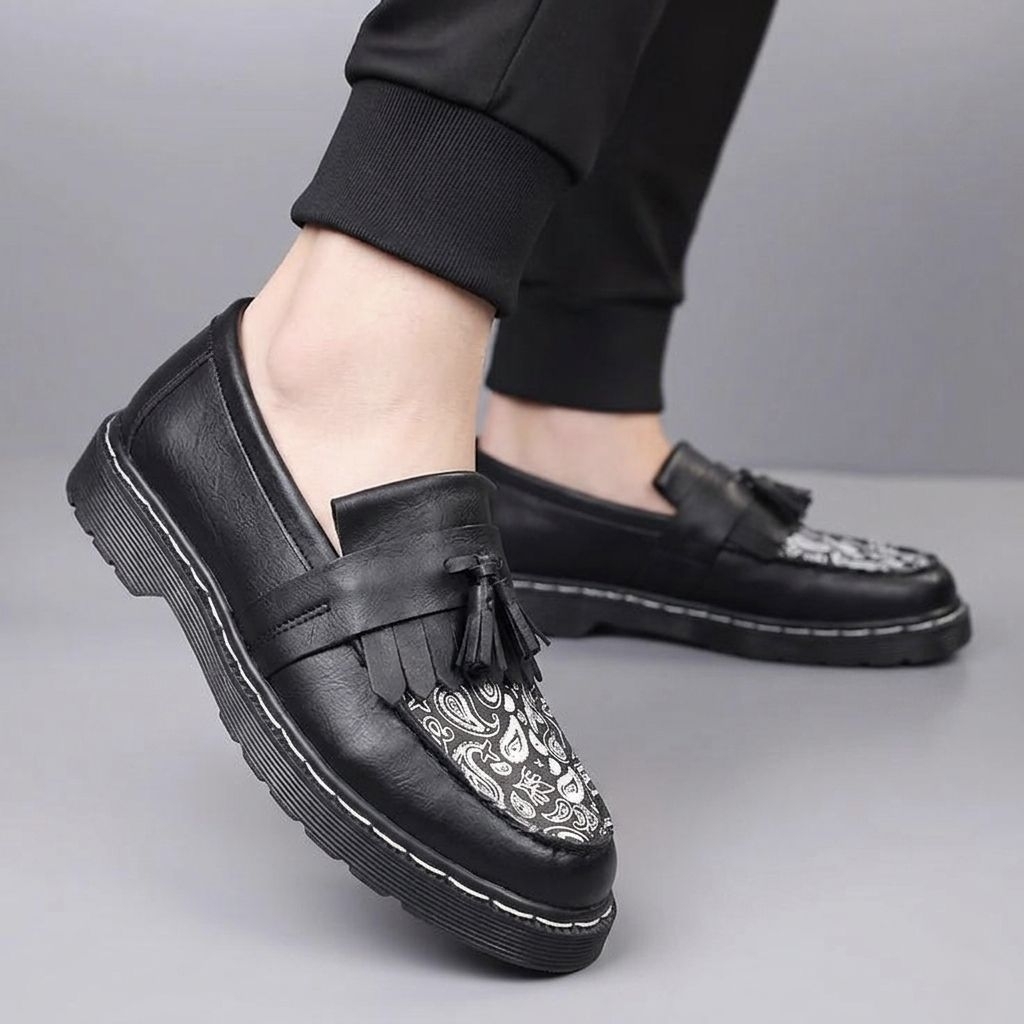 ENFORCER Sepatu Loafers Docmart Skena Pria Casual Formal Paisley