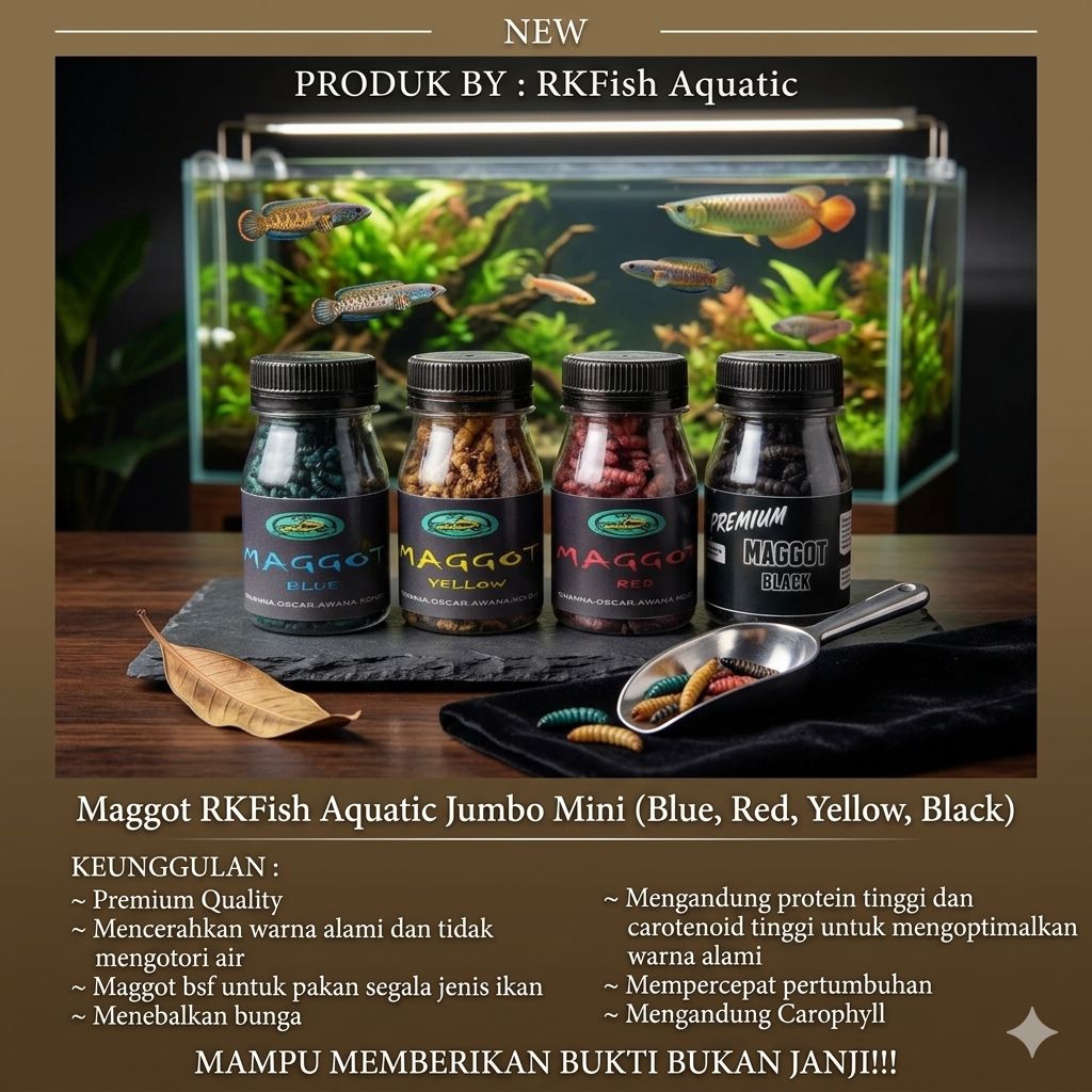 Maggot RKFish Aquatic Jumbo Mini Blue, Red, Yellow, Black (Auranti, Maru, Limbata, Stewarti, Pulchra