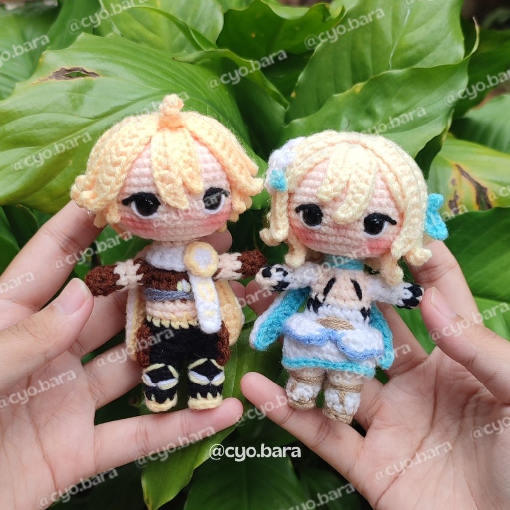 Aether & Lumine Genshin impact | Amigurumi rajut Genshin Imact | Ganrungan kunci rajut genshin impac