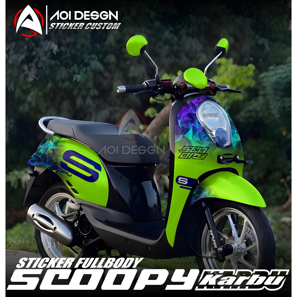 Decal Scoopy full body Dekal Sticker Scoopy Lama / Karbu Desain Motif POLIGONAL