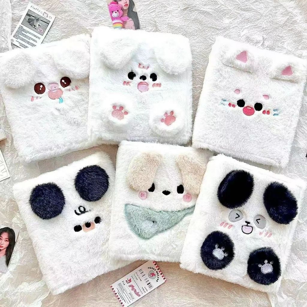 Rimurai Fluffy Binder A5 Lucu Binder Bulu Binder Hewan Imut Aesthetic