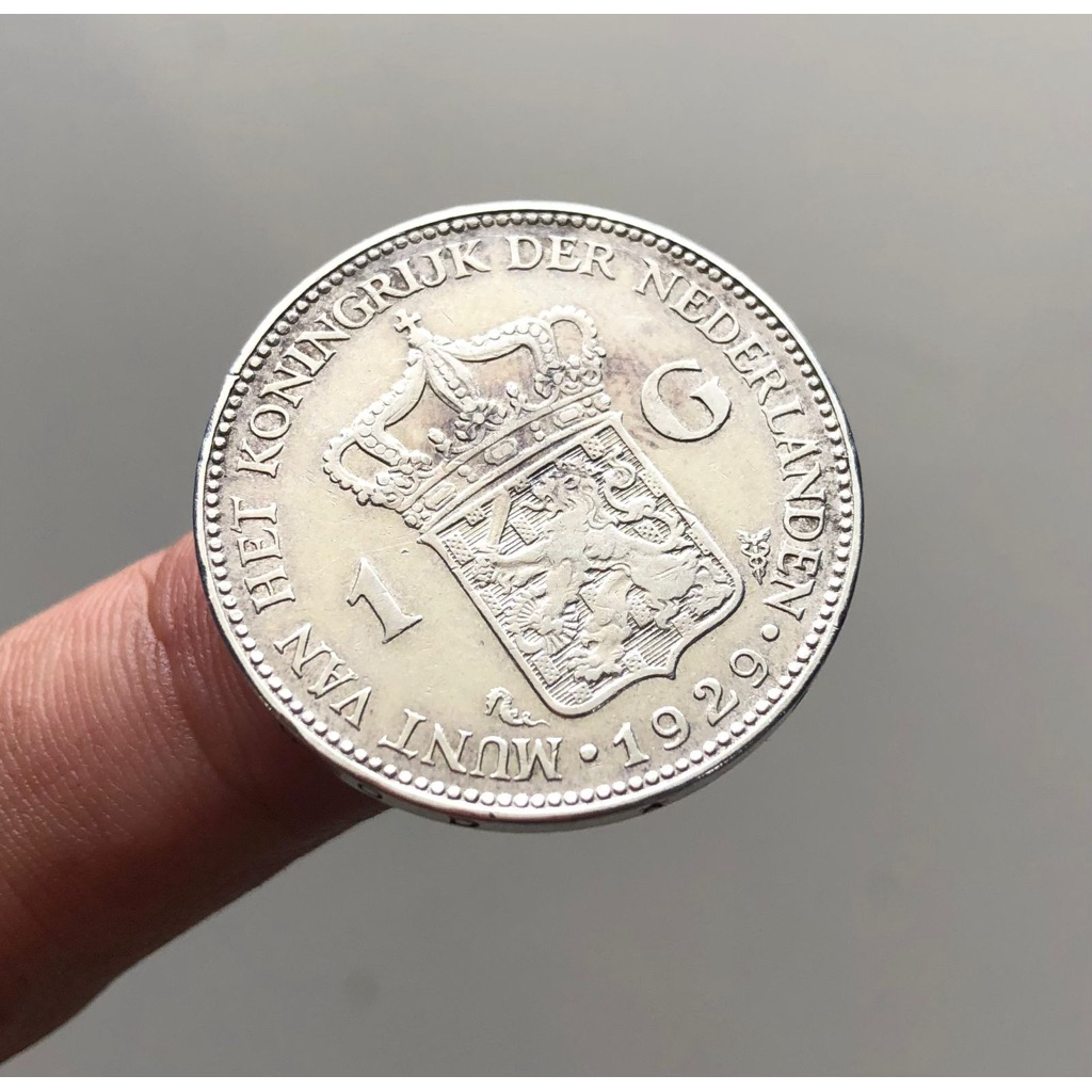 Koin Perak 1 Gulden Wilhelmina 1929 Asli