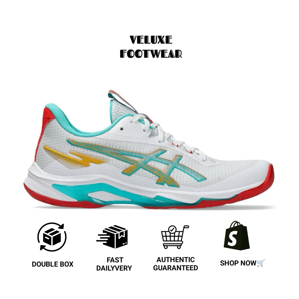 Sepatu Vollyball Asics Netburner Ballistic FF 4 White Sea Glass