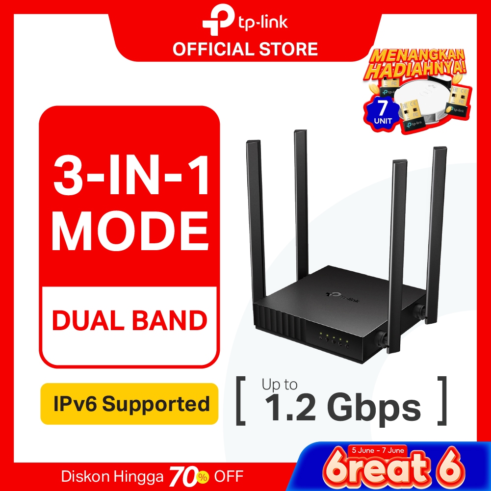 TP-Link Archer C64 | AC1200 WiFi 5 Router | Wireless | Dual Band | Gigabit | Easy Mesh | Archer C54