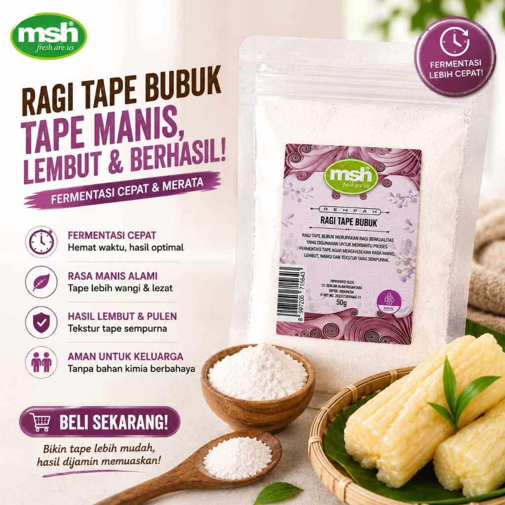 Ragi Tape Bubuk 50 gr , Ragi Tape Bubuk Premium , Ragi Tape Alami