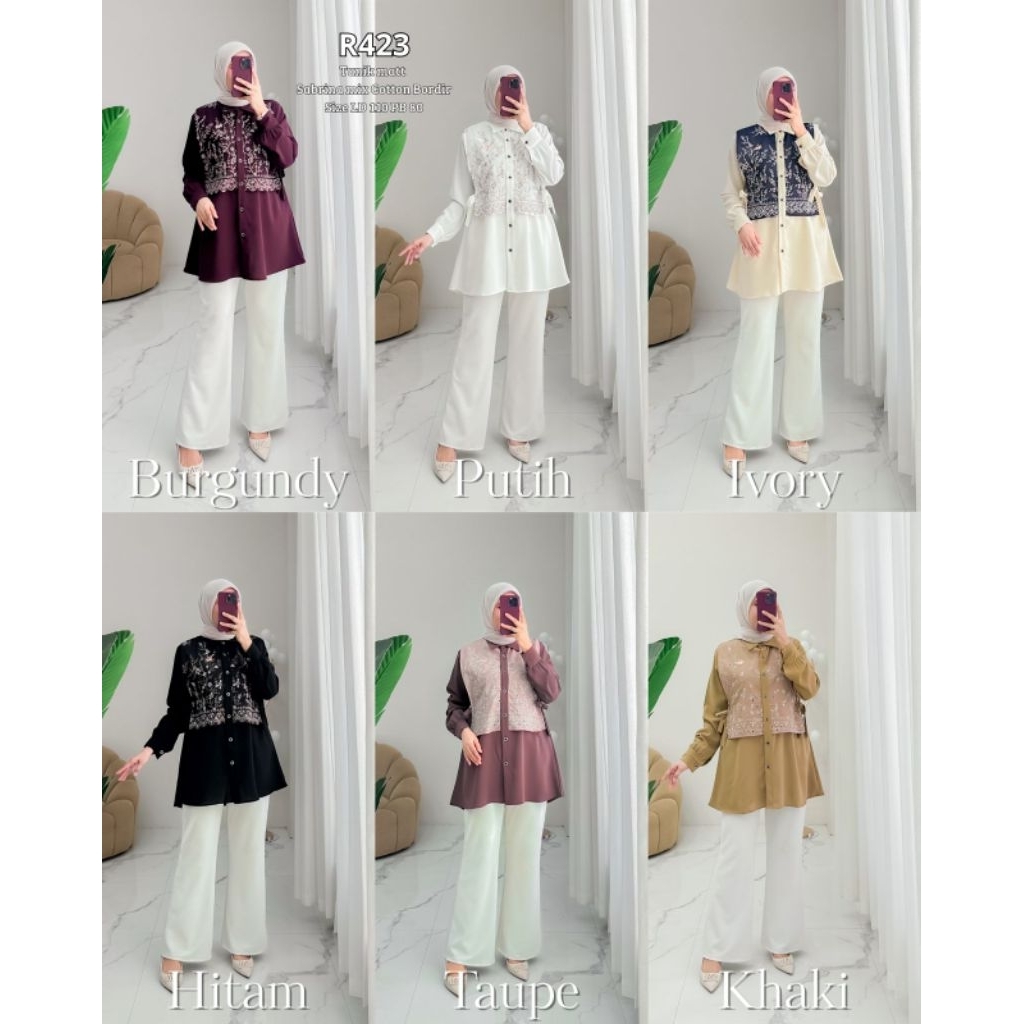 Ribyka R423 Tunik Sabrina mix Cotton Bordir Import