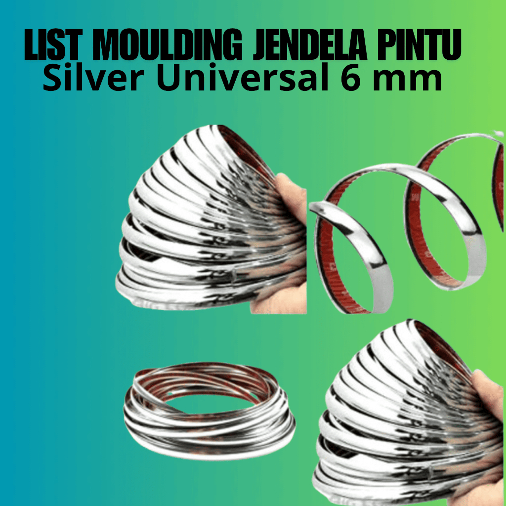 List Moulding Chrome 6mm List Silver Universal Jendela dan Pintu Mobil