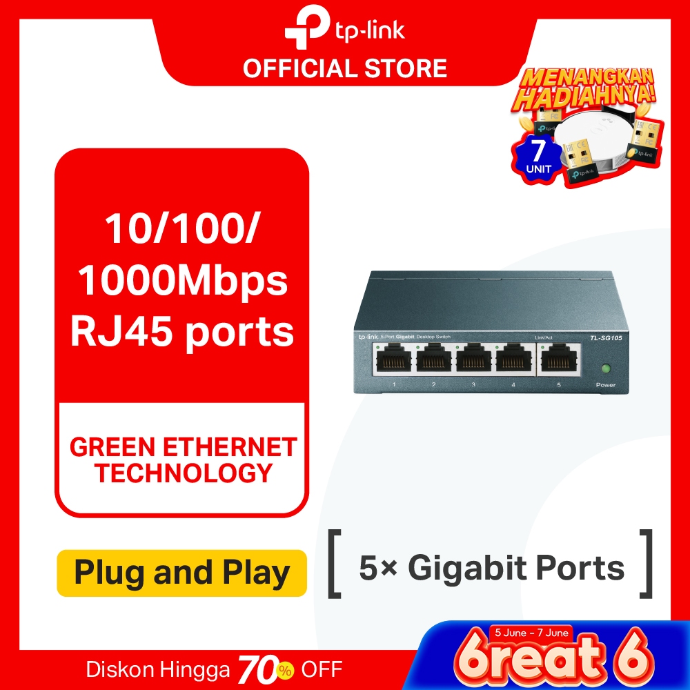 TP-Link TL-SG105 | 5 Port Gigabit Switch | Ethernet Unmanaged Switch | Plug & Play | Wall Mounting