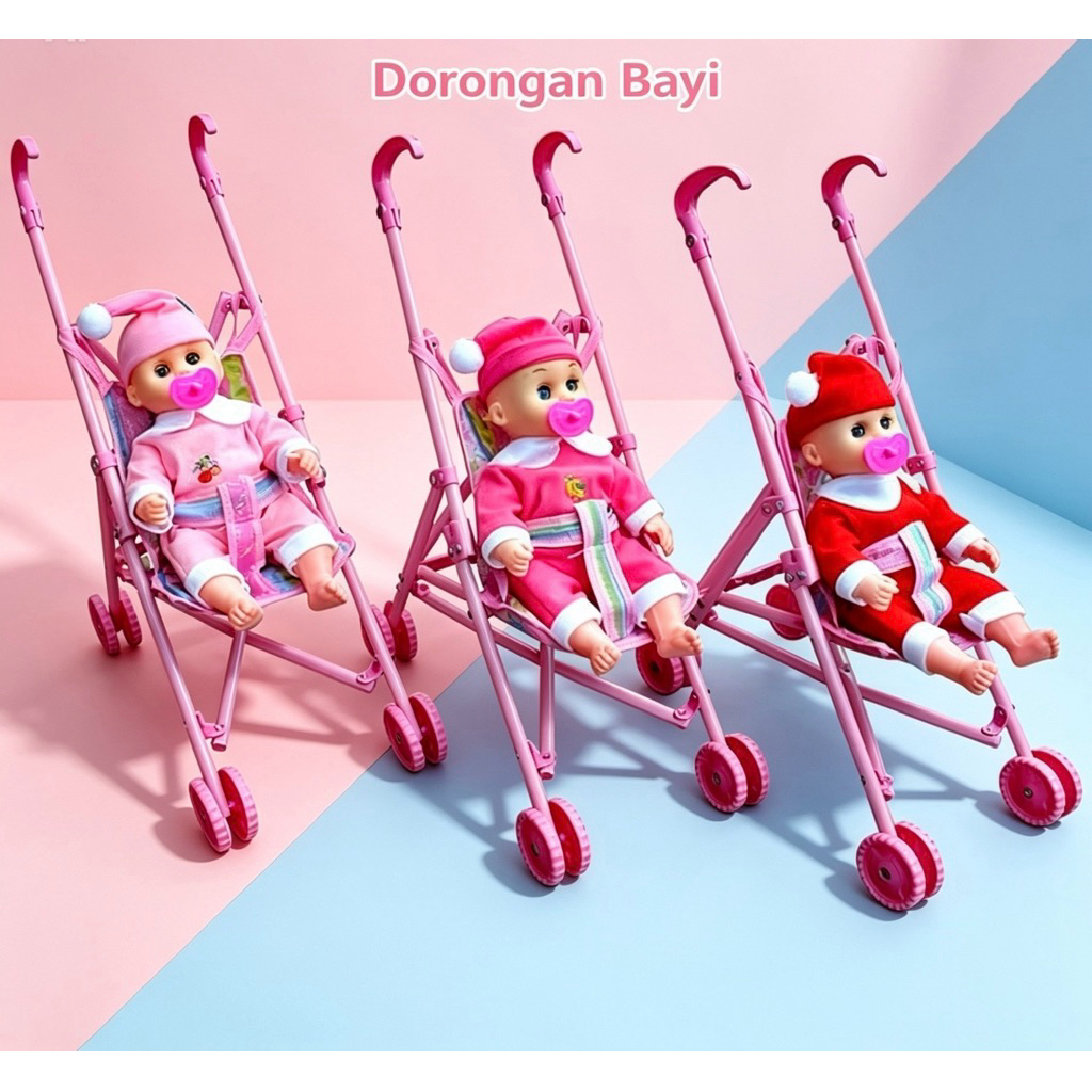 MAINAN ANAK DORONGAN BAYI BONEKA STROLLER MAINAN DORONGAN BAYI