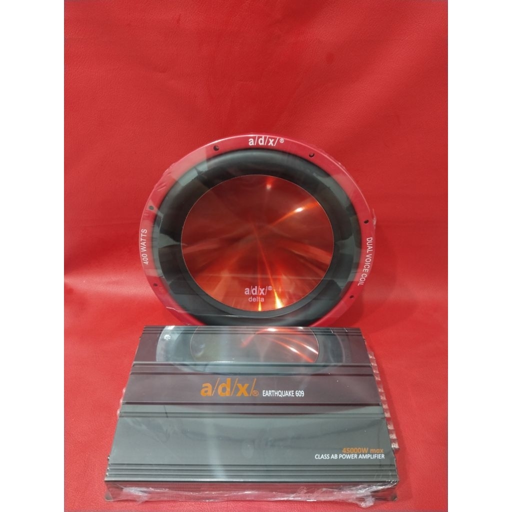 Paket power Amplifier  adx EARTHQUAKE 609 / Subwoofer Adx Delta  audio mobil
