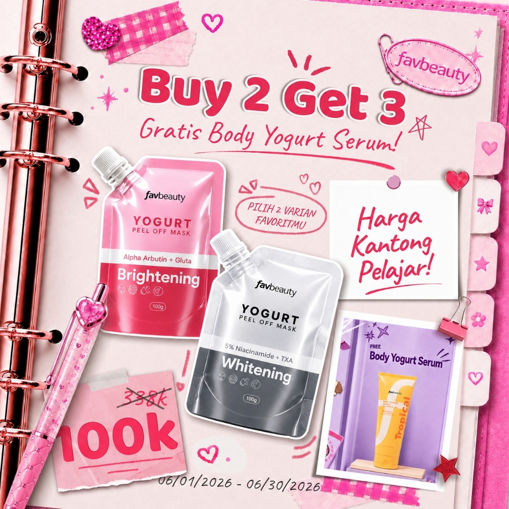 [BUY 2 GET 3] Fav Beauty - Yogurt Peel Off Mask Bundling 100 gr 2 pcs FREE Body Serum | Acne Care Br