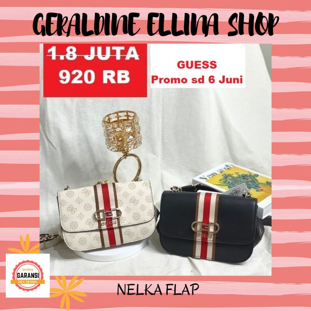 Tas sling bag guess wanita original sale seri NELKA FLAP